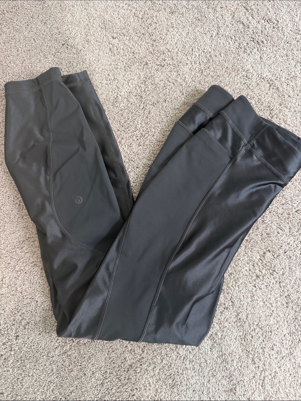 lululemon athletica grey/silver Performance Leggings with Logo Waistband